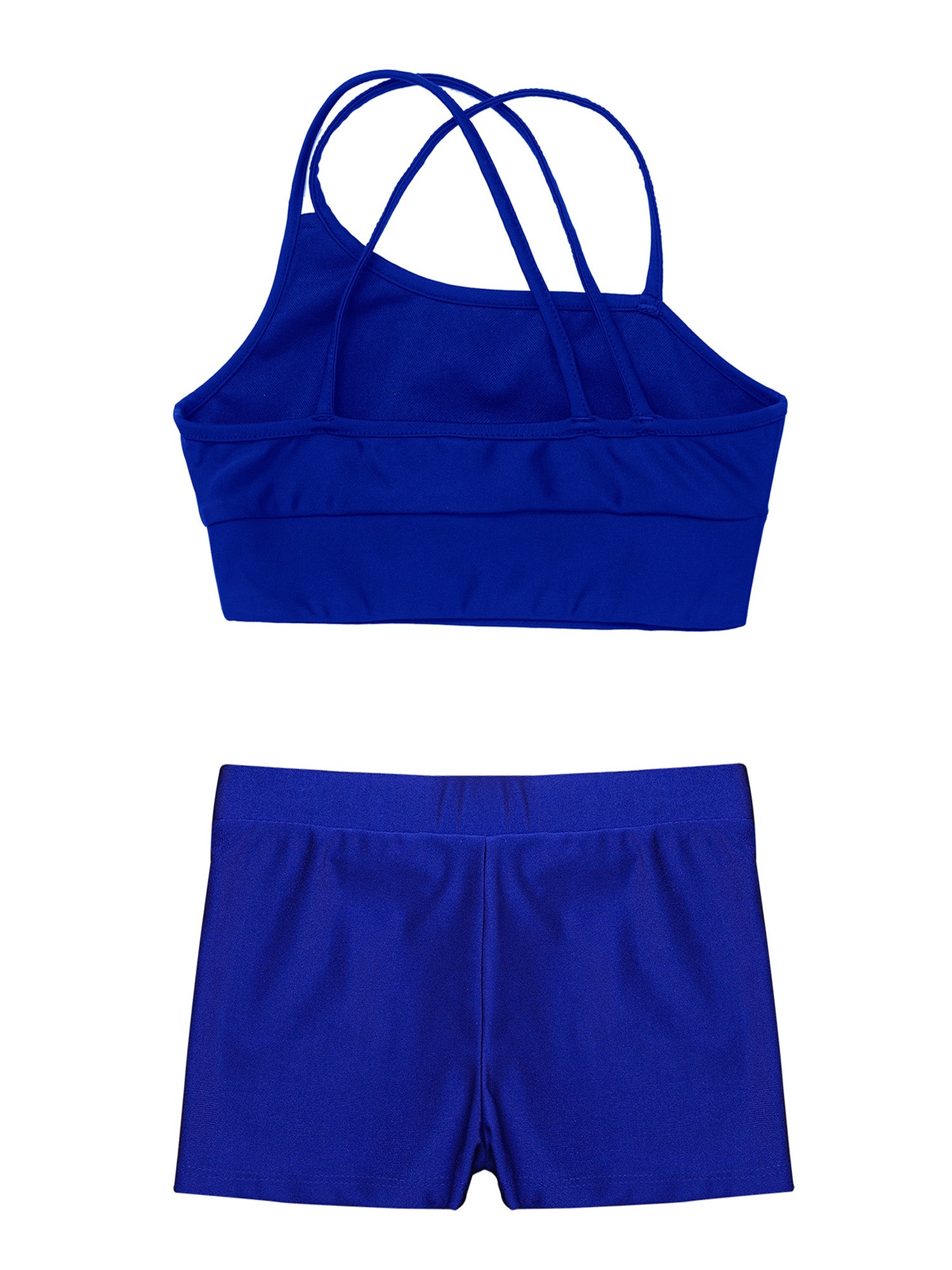 Girls Athletic Crop Top & Shorts Set - 2-Piece Activewear for Gymnastics, Dance & Workout (Ages 4-14)