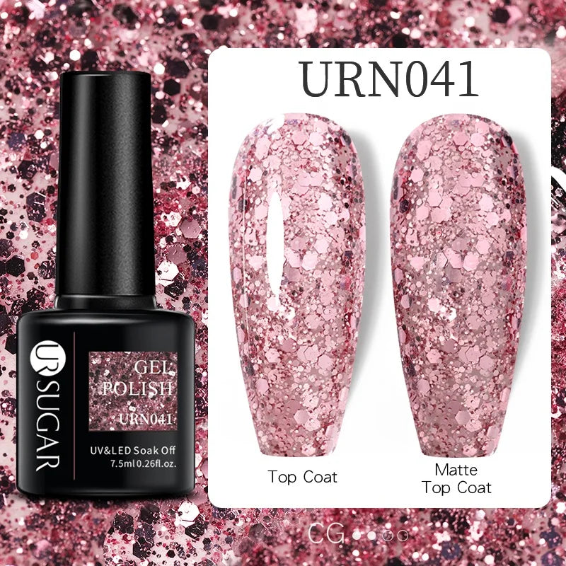 Glitter Gel Nail Polish – Semi-Permanent UV LED Gel with Sparkling Shimmer Finish