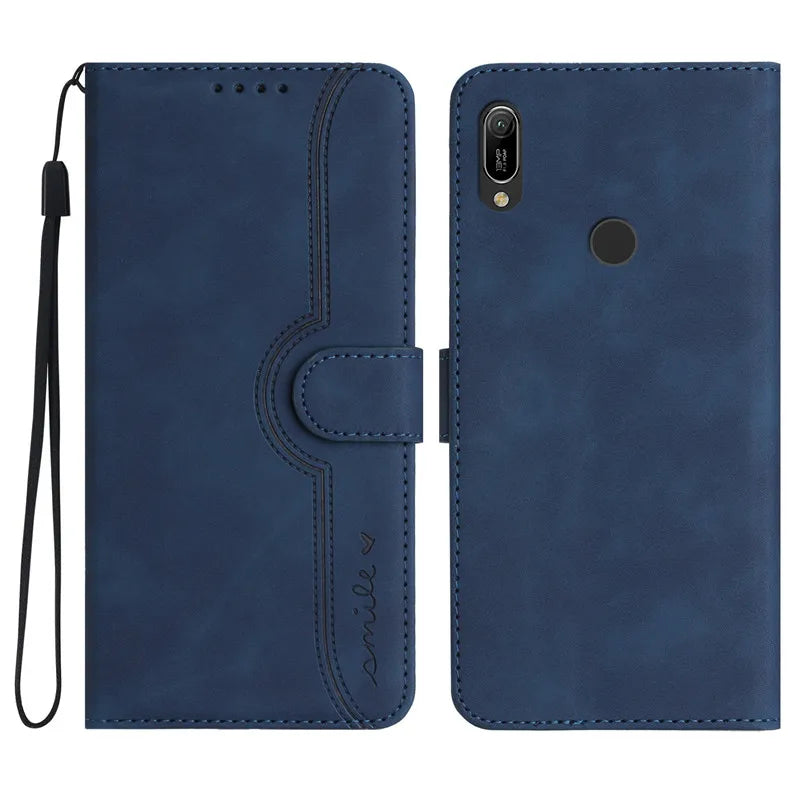 Huawei Wallet Case - Flip Leather Cover with Card Holder & Stand for P Smart, Y Series