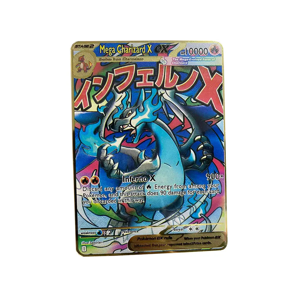 Spanish Pokemon Gold Metal Cards – Mewtwo, Pikachu GX & Charizard VMAX Set