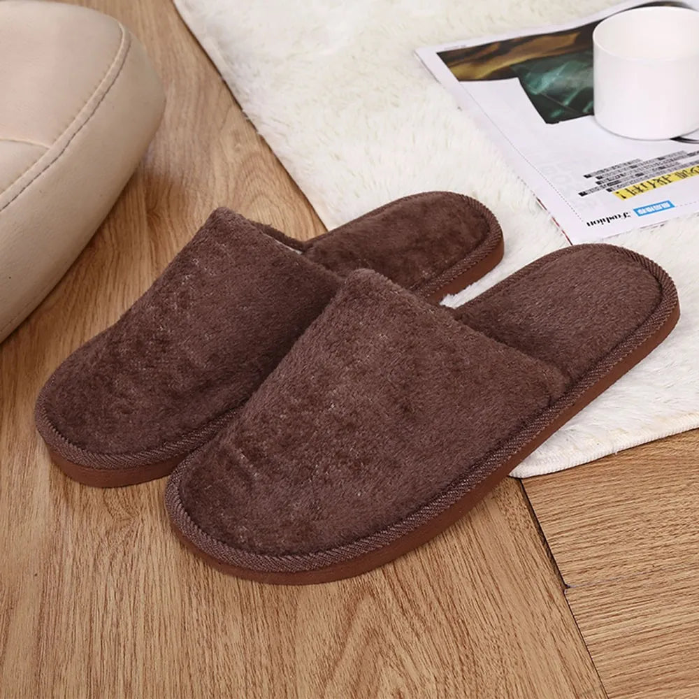 Men's Winter Slippers - Warm Plush Velvet Non-Slip Indoor House Shoes