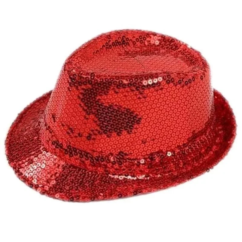 Kids Reflective Top Hat - Glitter Hip-Hop Jazz Dance Performance Hat for Stage & Parties