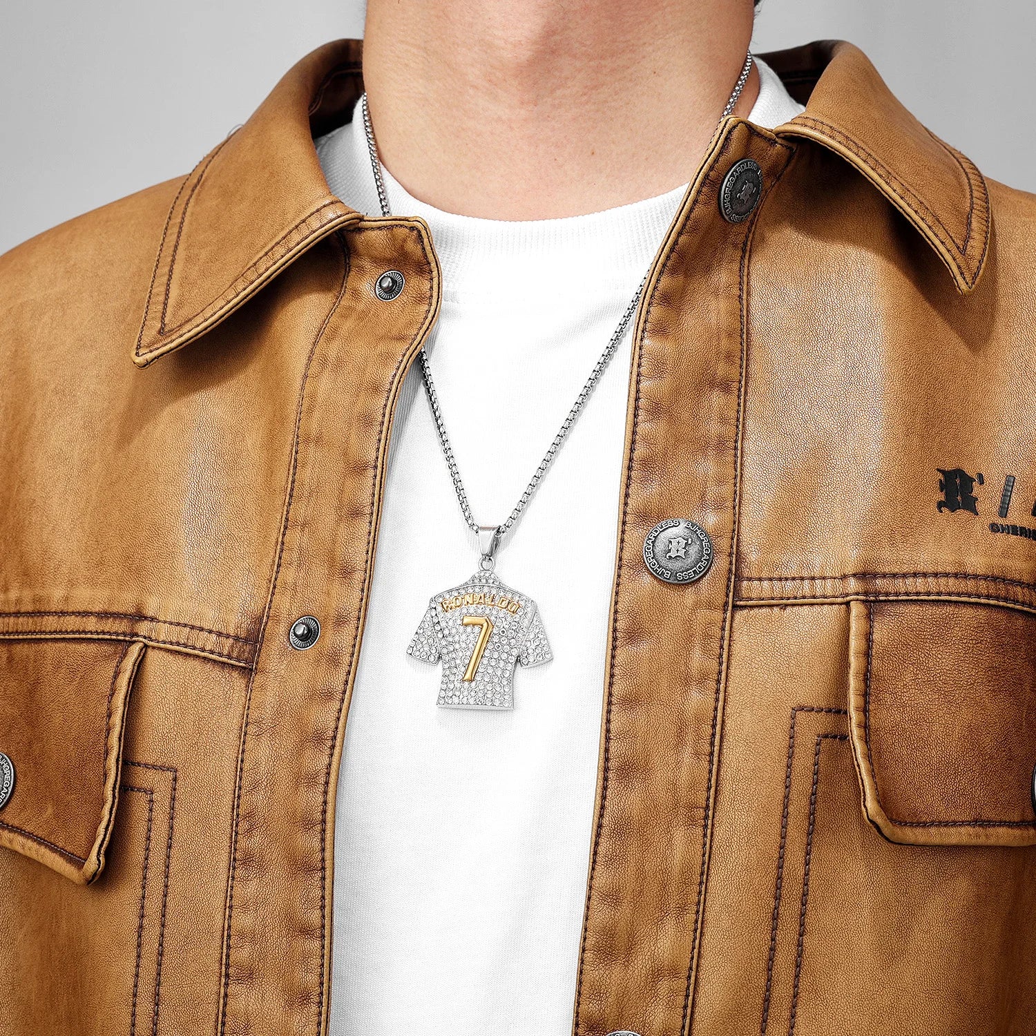 Football Star Pendant Necklace Stainless Steel