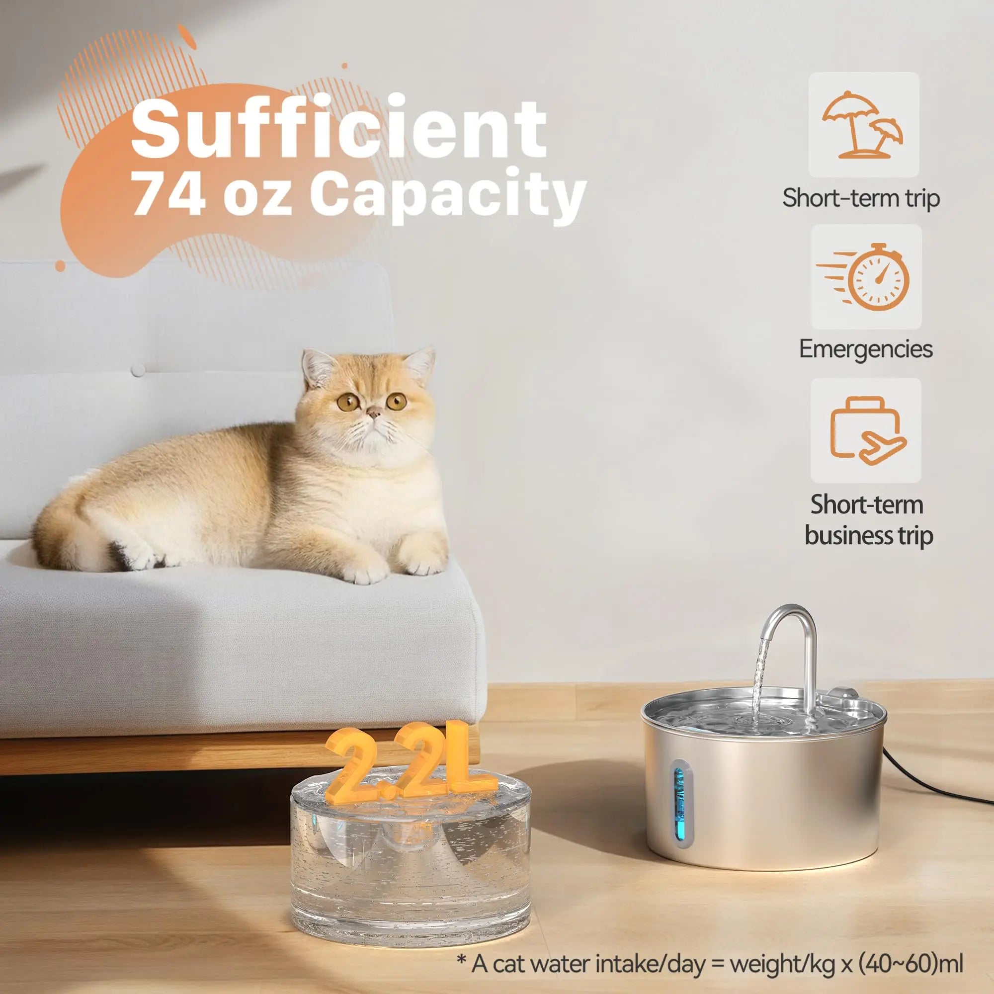 Cat Water Fountain – Automatic Stainless Steel Feeder with Visible Water Level