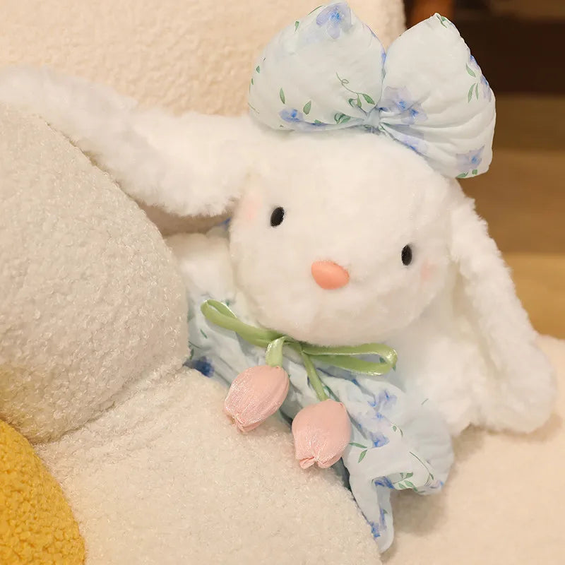 Lovely Rabbit Plush Toy Colorful Soft Cute Chiffon Bunny Dress Doll Appease Sleep Doll Birthday Gift