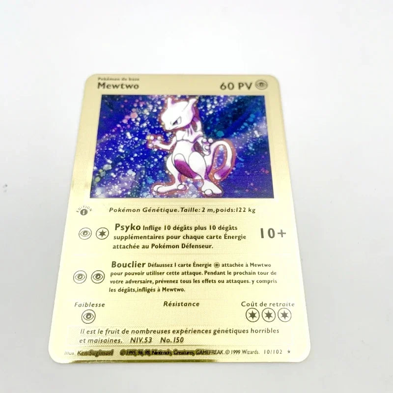 Spanish Pokemon Gold Metal Cards – Mewtwo, Pikachu GX & Charizard VMAX Set
