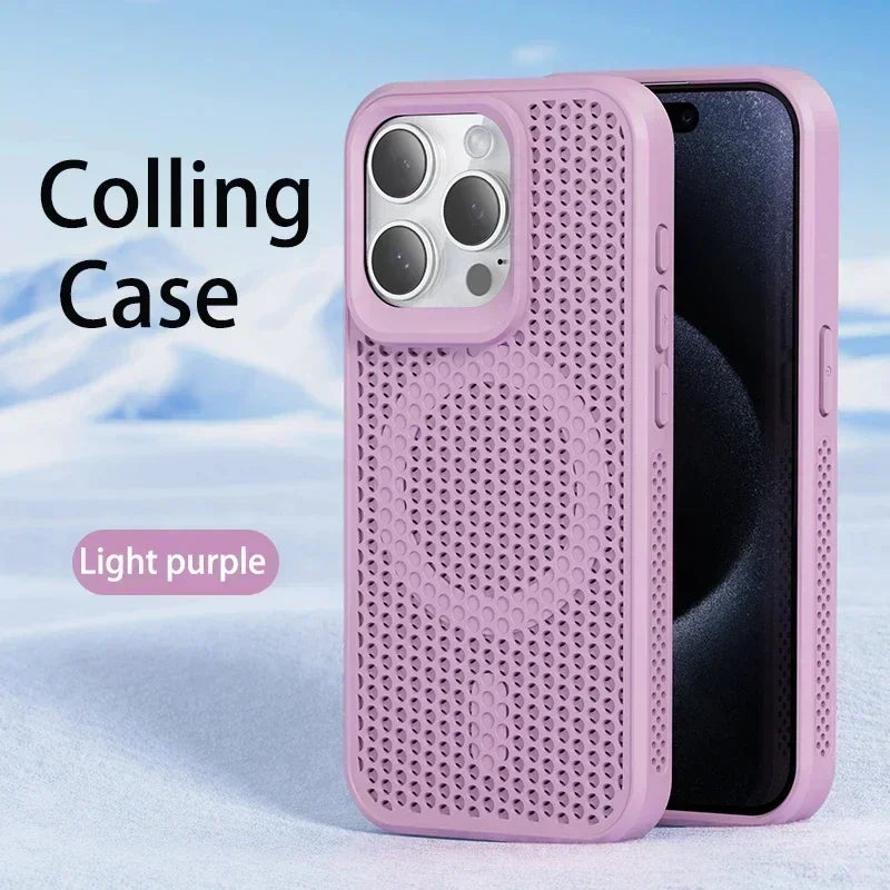 Cooling iPhone Case – Heat Dissipation Breathable Hard Cover with MagSafe for iPhone 17, 16, 15, 14, 13, 12, 11