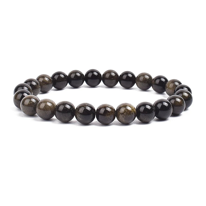 Natural Stone Beads Bracelet – Amethyst, Quartz, Jade & Agate Healing Bangle