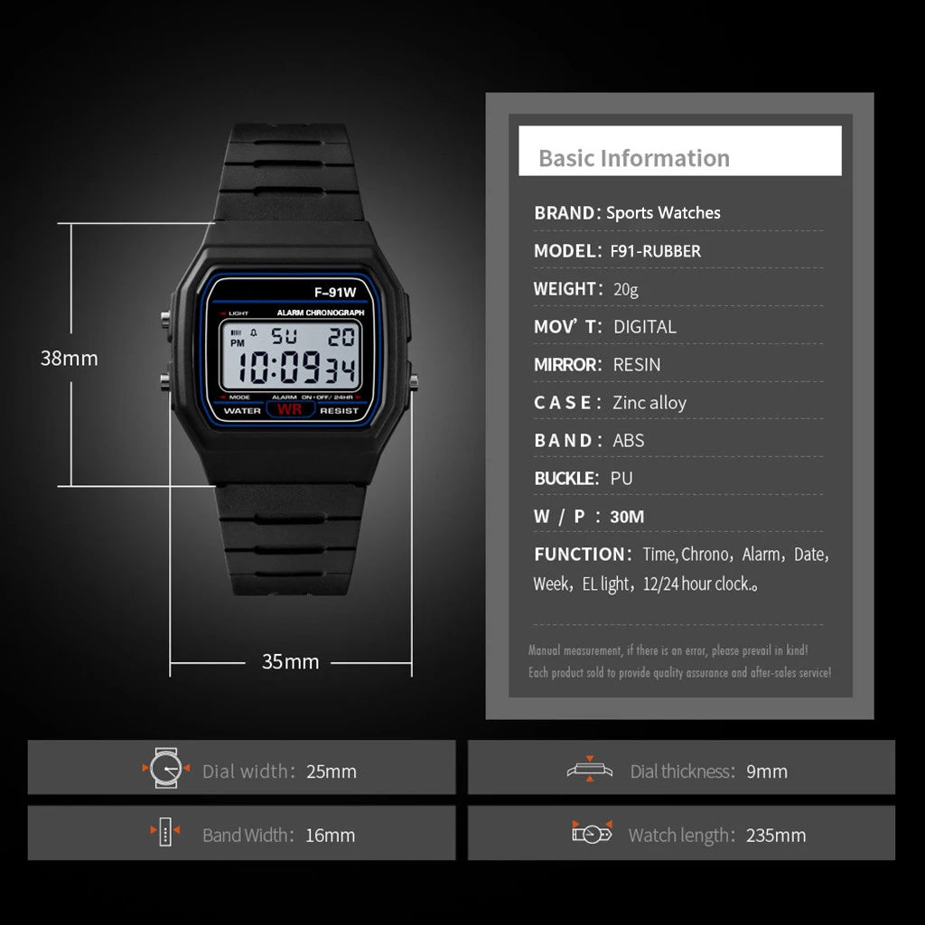 Kids LED Sports Watch - Waterproof Digital Watch with Alarm for Boys & Girls