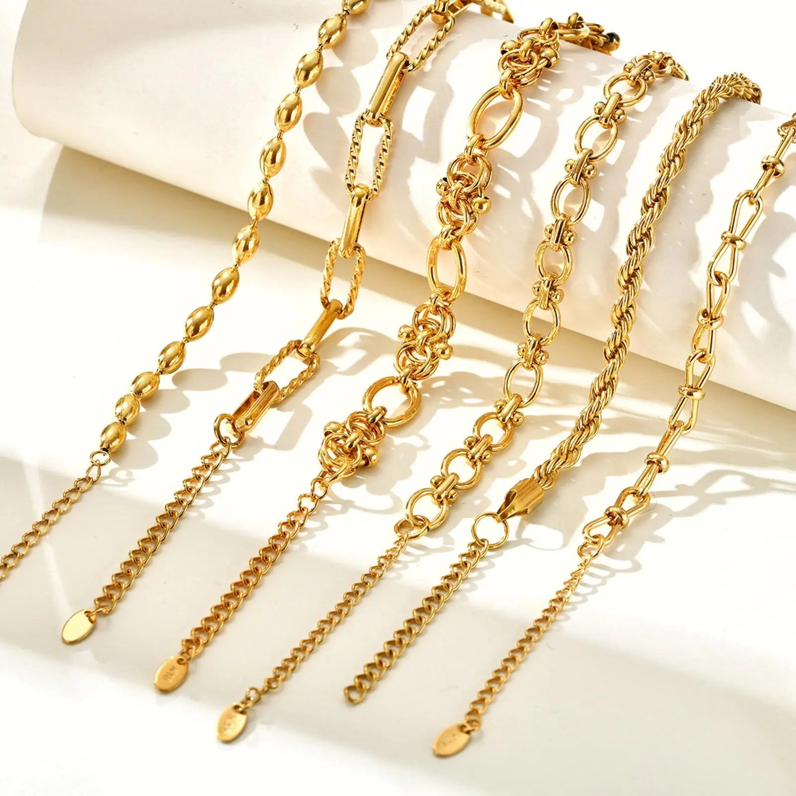 Chunky Stainless Steel Link Chain Bracelet – Gold Plated Layering Jewelry