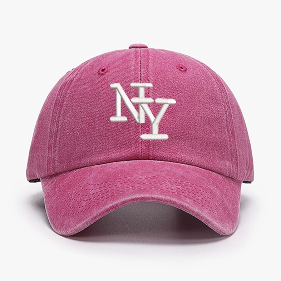 NY Embroidered Vintage Baseball Cap - Water Washed Sunscreen Hat for Sports & Fishing