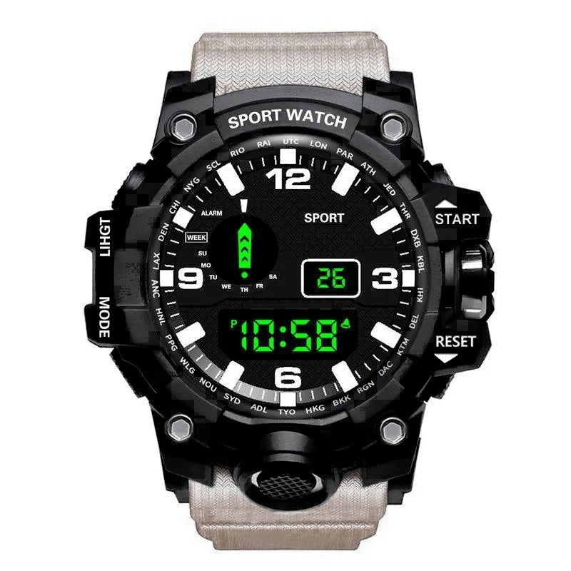 Men's Digital Sports Watch - Large Dial Waterproof Military LED Wristwatch
