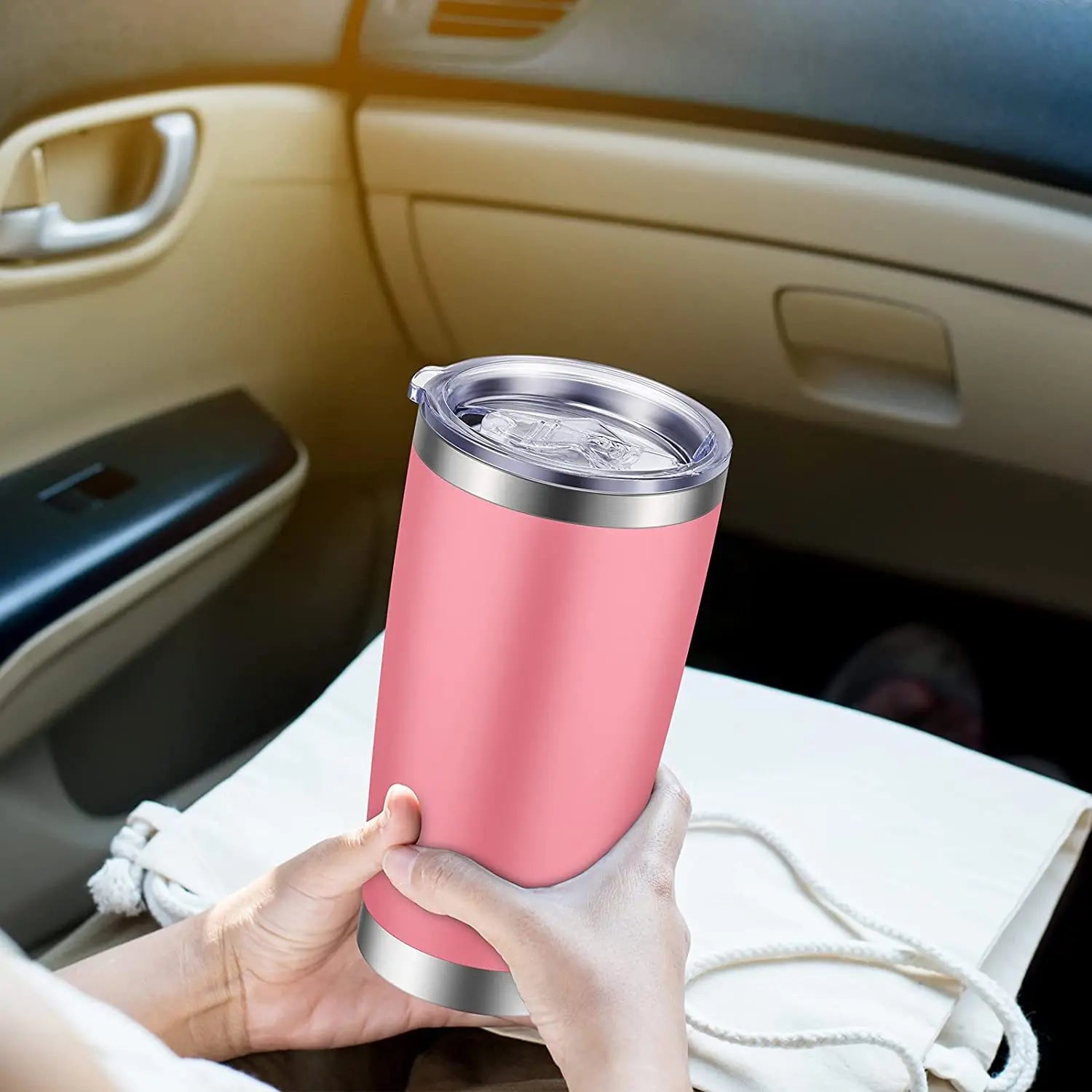 20oz stainless steel car cup, double-layer stainless steel thermos cup, portable car ice-cold cup