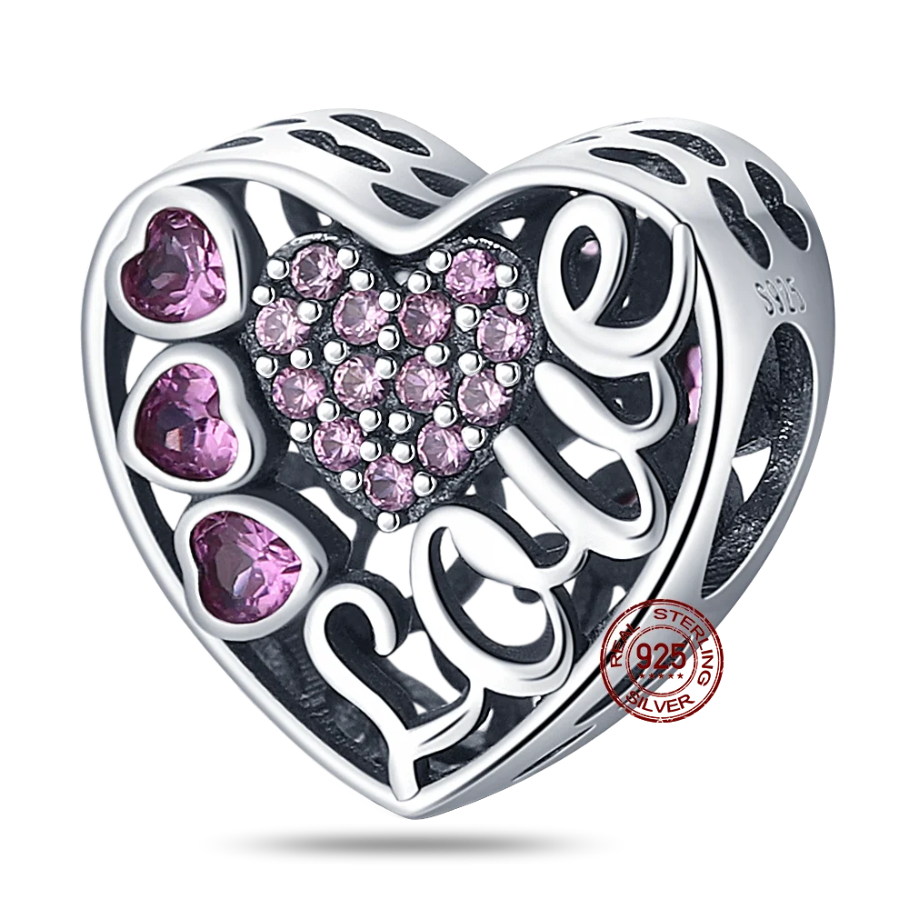 925 Sterling Silver Charm Bead with Zircon - Compatible Bracelet Charm