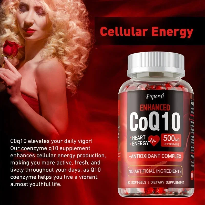 CoQ10 500mg High Potency Supplement - Heart Health, Energy & Anti-Aging Support with Bergamot (120 Capsules)