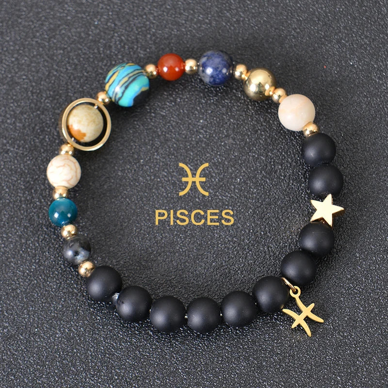 Zodiac Crystal Stone Bracelet for Women - 12 Constellation Charm Birthday Gift