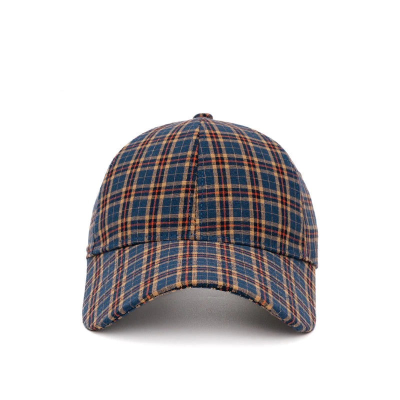 Retro Checkered Baseball Cap - Color-Blocked Snapback Hat for Casual Shopping & Dates