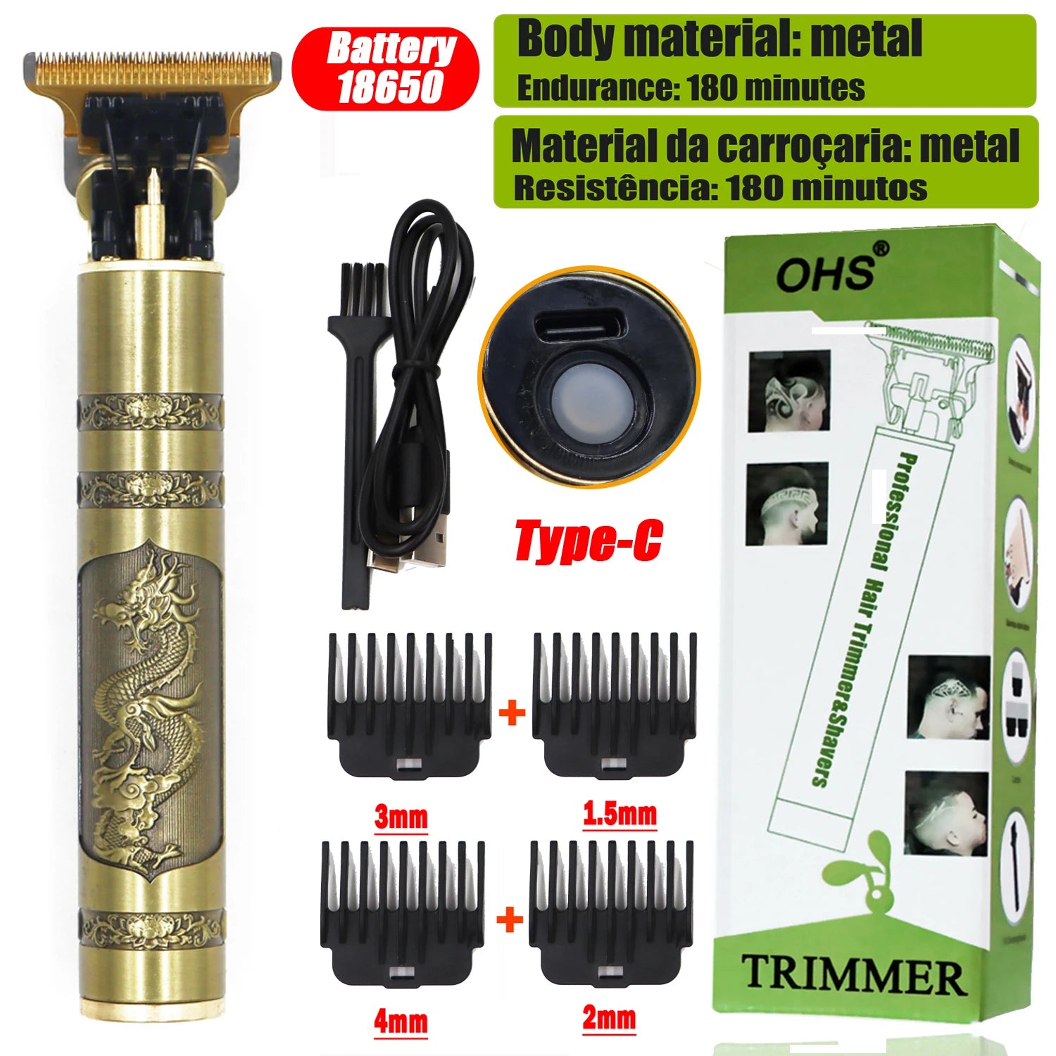 Rechargeable Waterproof Barber Trimmer for Men – Multi-Purpose Grooming Kit