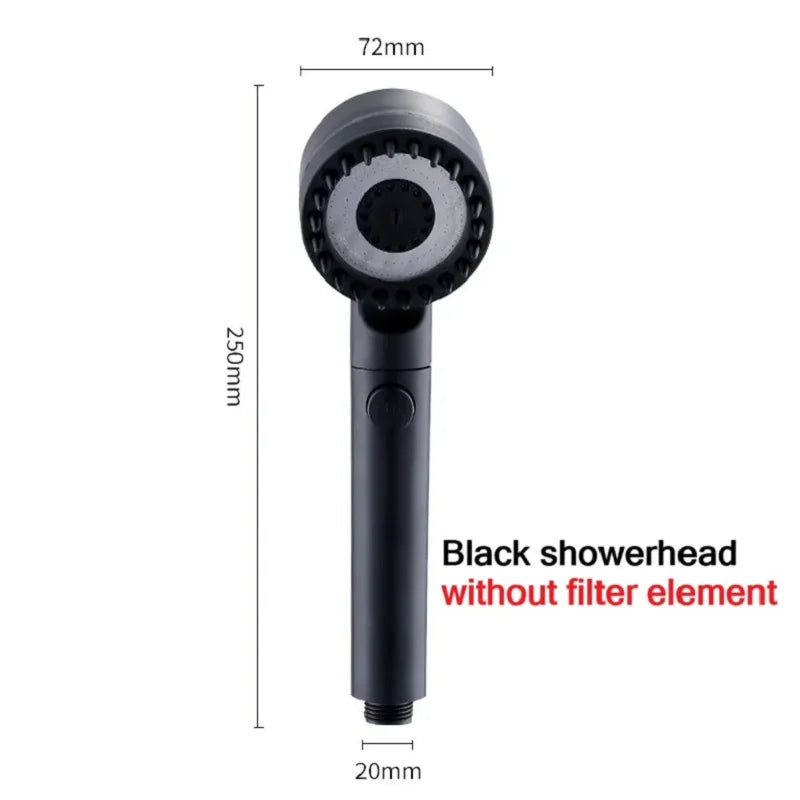 High Pressure Filter Shower Head - 3-Mode Adjustable Spray with Massage Brush & Rain Faucet