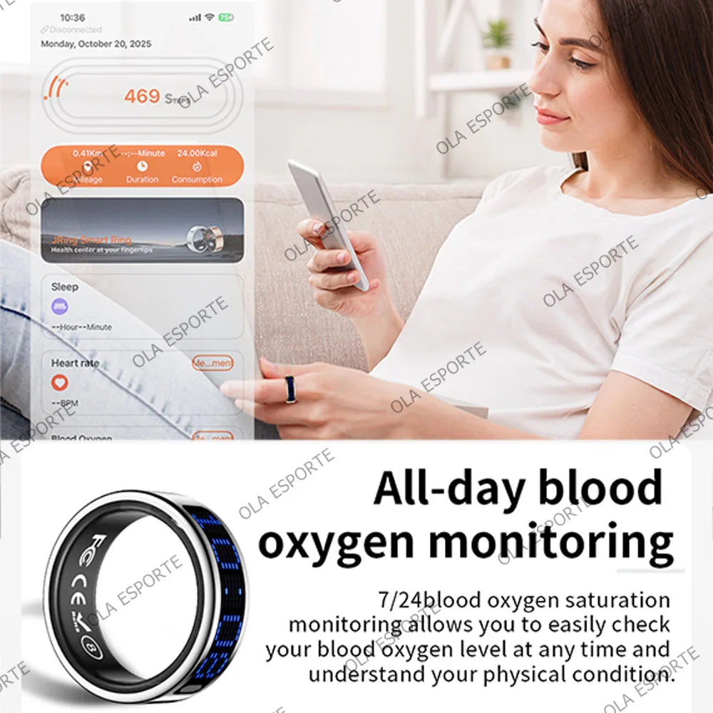 Smart Ring 2026 New Men Women IP68 WaterProof LED Display Screen Multi-Sport Mode Heart Rate Sleep Oxygen Monitoring Smartring