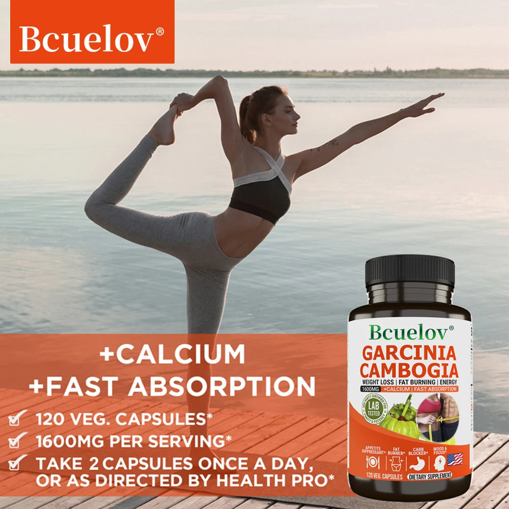 Garcinia Cambogia Capsules - Natural Fat Burner & Appetite Suppressant for Weight Loss
