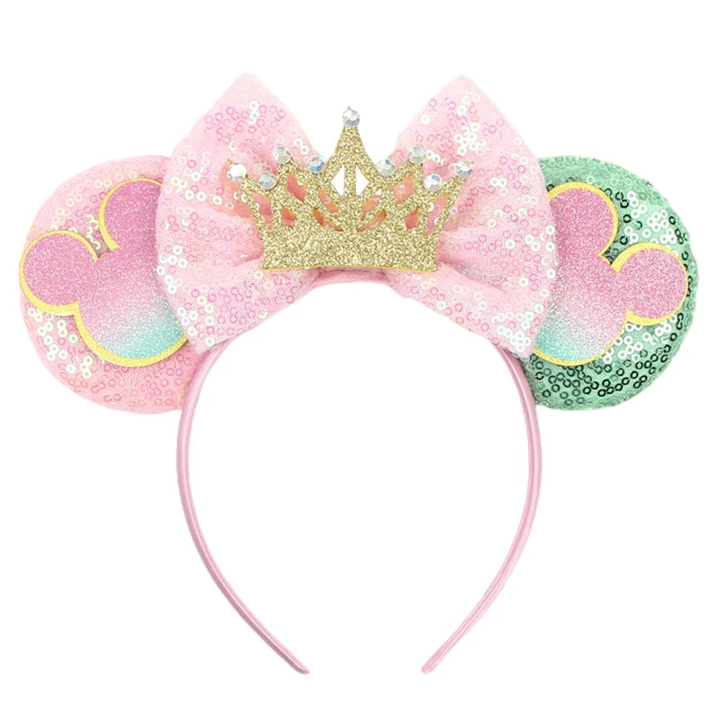 Disney Colorful Sequins Bow Headband – Rainbow Hair Accessory for Girls & Disney Fans