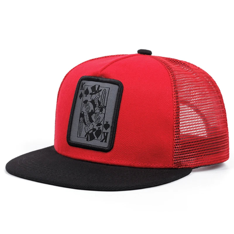 Playing Card Baseball Cap - Adjustable Snapback Trucker Hat for Fishing & Casual Wear