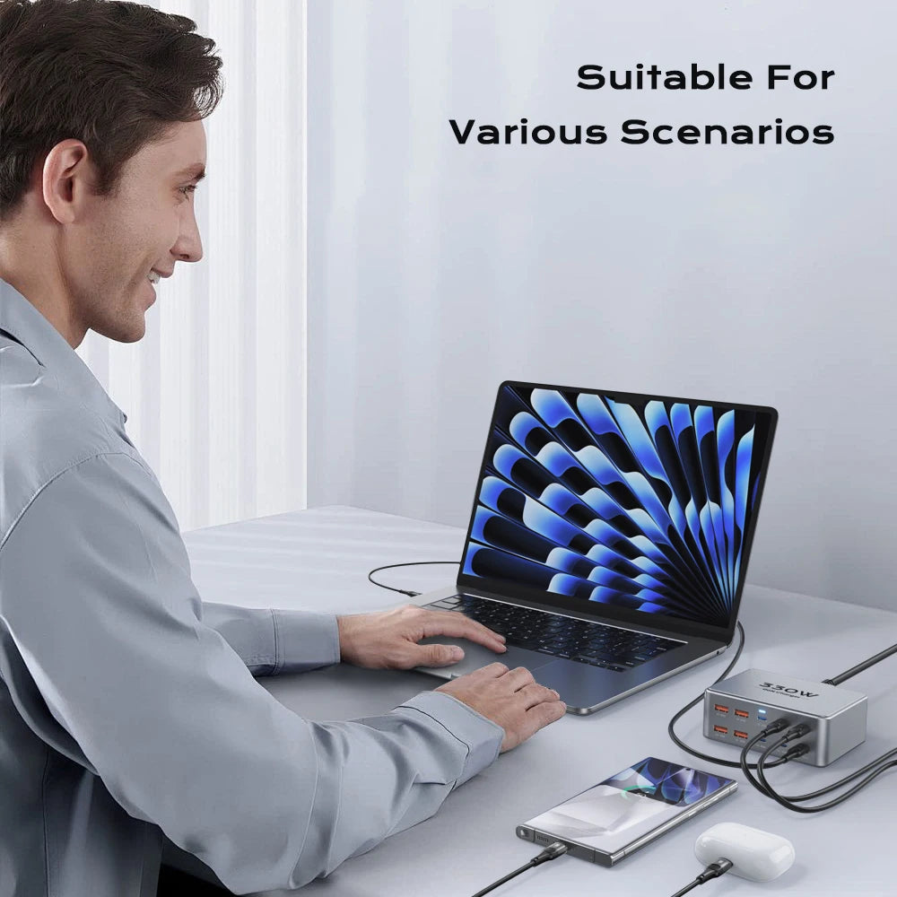 330W USB-C GaN Multiport Charger PD3.0 QC3.0 Fast Charging Station