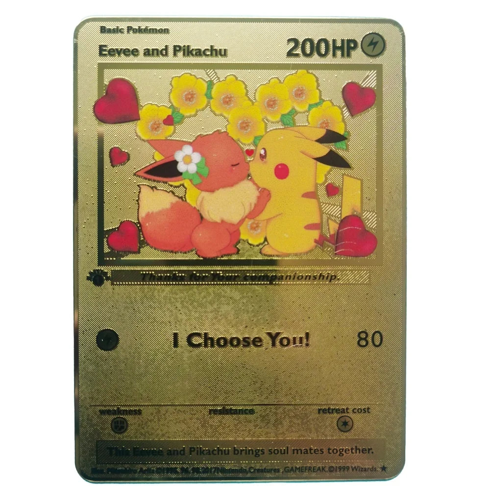 Pokemon Gold Metal Cards – 20 Styles Mewtwo, Pikachu GX & Charizard VMAX Set