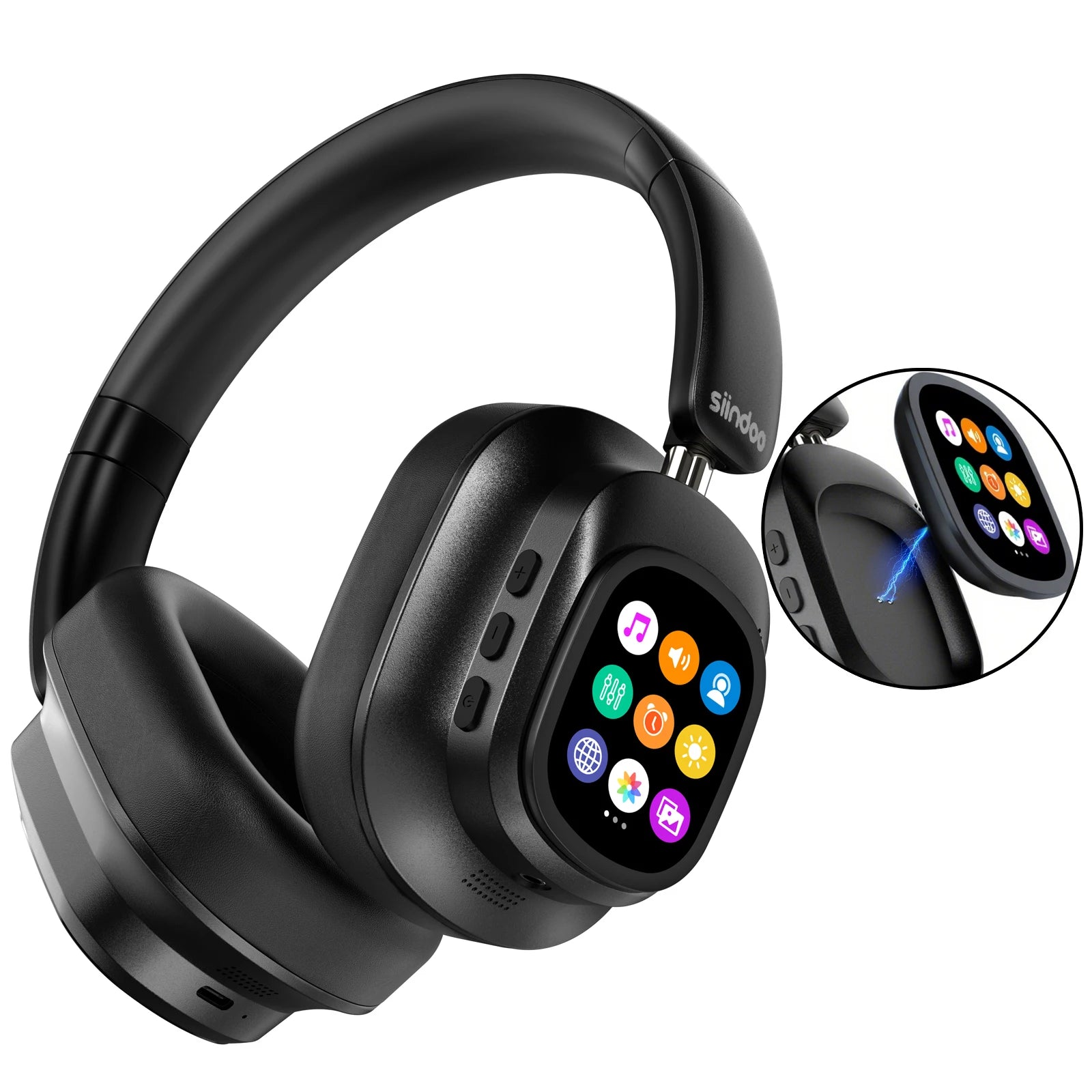 Hybrid ANC Headphones with AI Translator & LED Touch Screen - Wireless Premium Audio