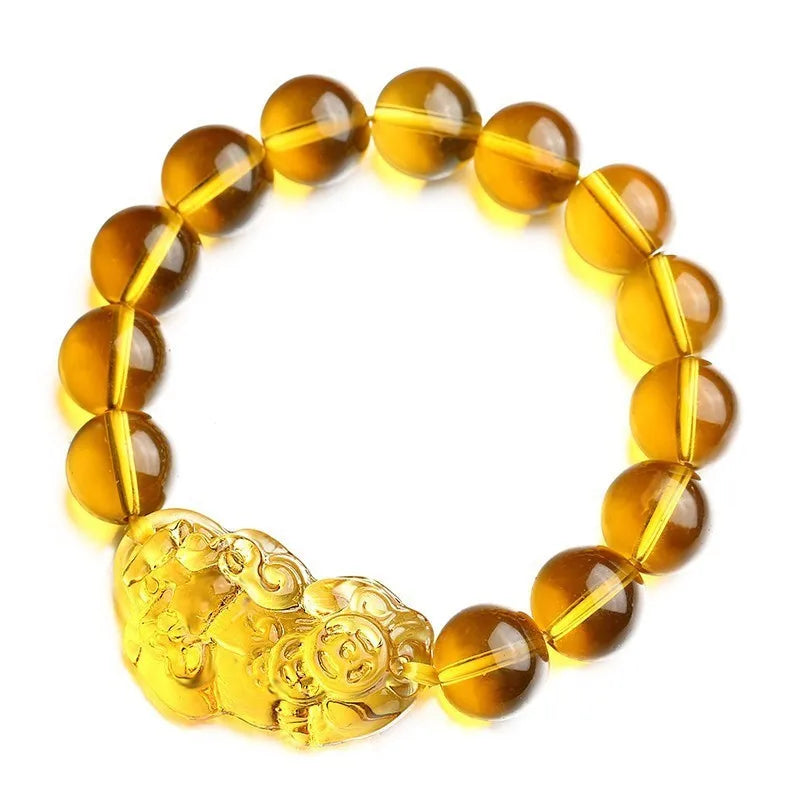Feng Shui Wealth Bracelet Citrine PIXIU Bracelet Crystal Beads Bracelet Attract Lucky Gift for Man Woman Couple Friend Gifts