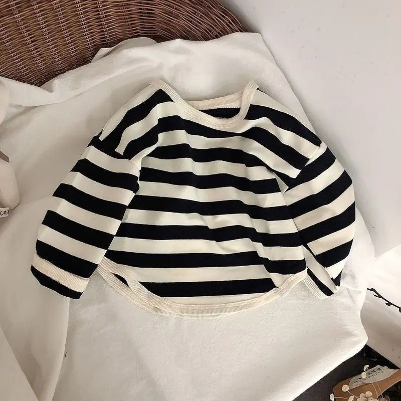 Kids Striped Long Sleeve T-Shirt - Unisex Cotton Top for Boys & Girls (Ages 2-6)