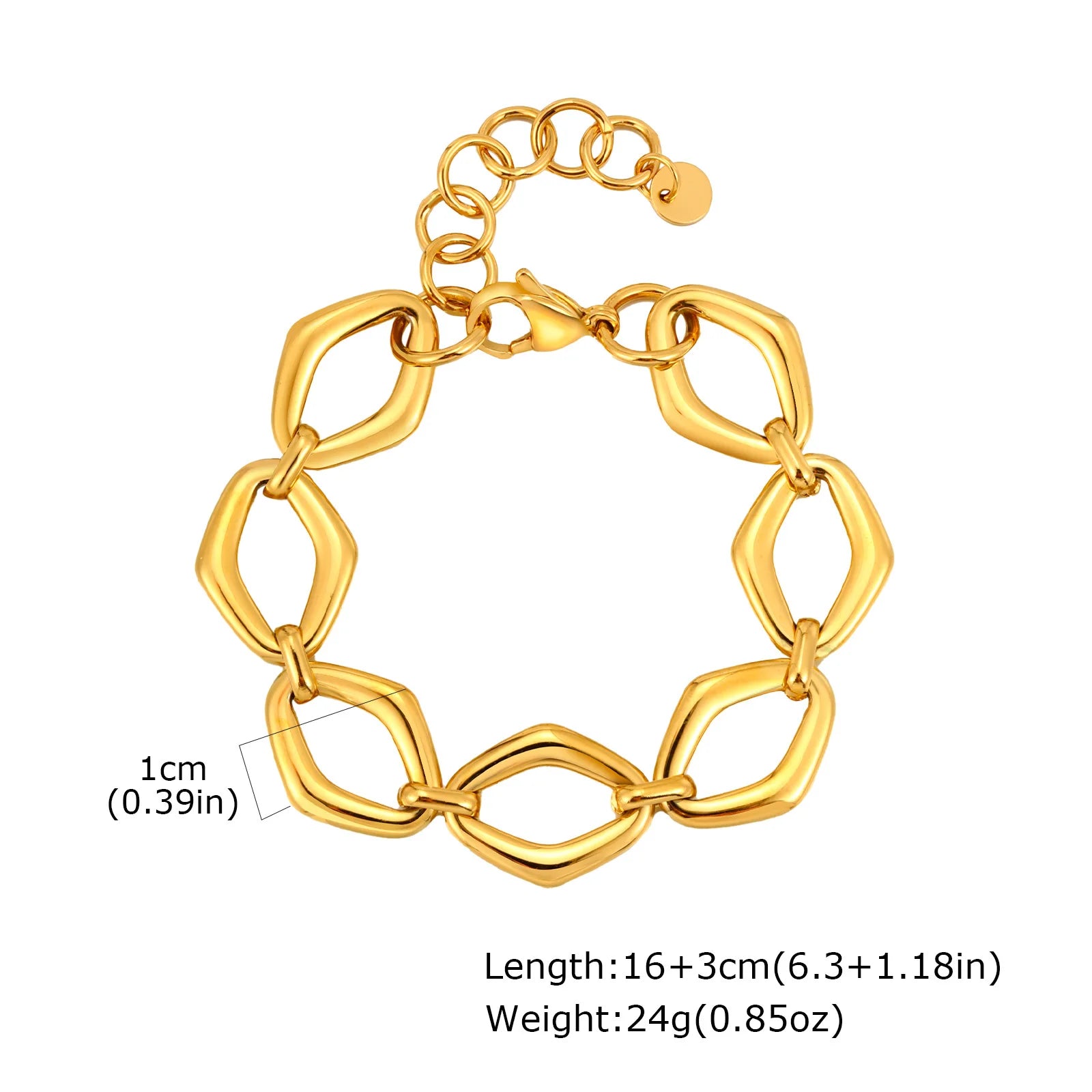 Chunky Stainless Steel Link Chain Bracelet – Gold Plated Layering Jewelry