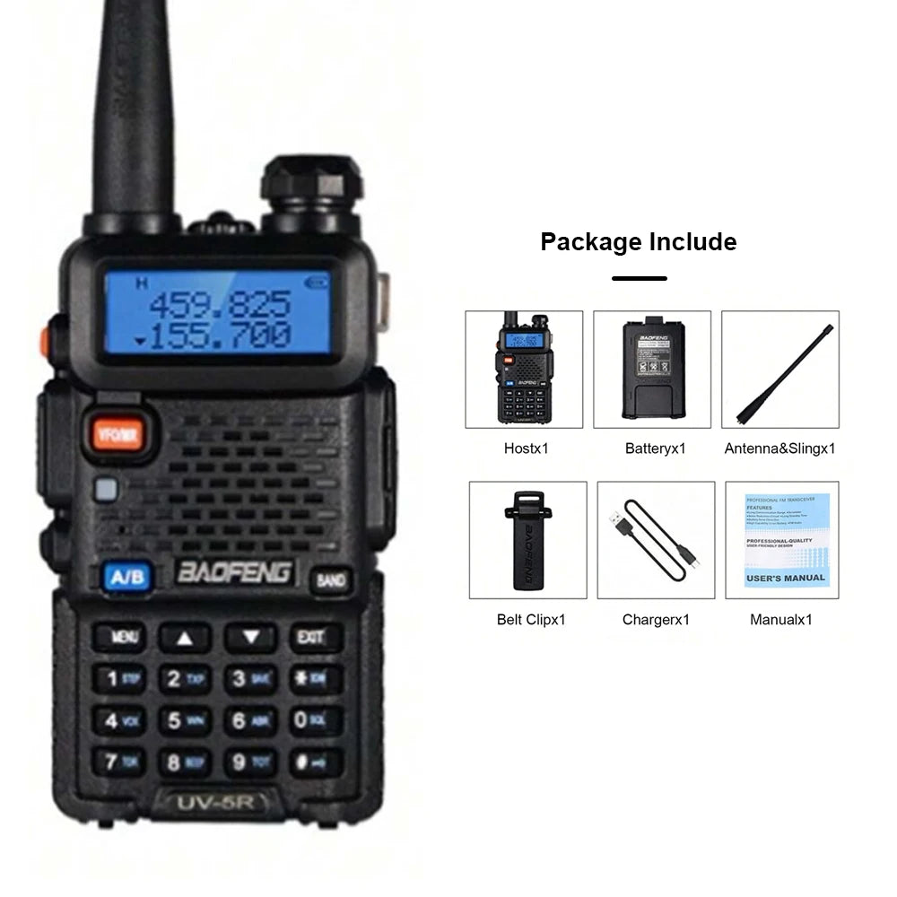 Baofeng UV-5R Two-Way Radio - Dual Band VHF/UHF Ham Radio with USB Charging