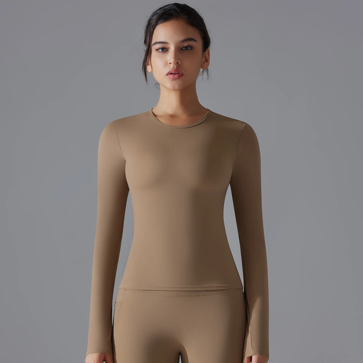 Women's Long Sleeve Yoga Shirt - Dry-Fit Workout Top for Gym, Running & Fitness