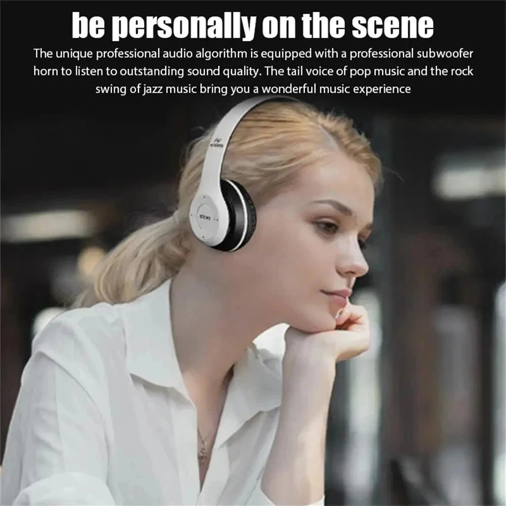 P47 Wireless Bluetooth Headphones - Foldable Over-Ear Headset with HiFi Stereo Bass