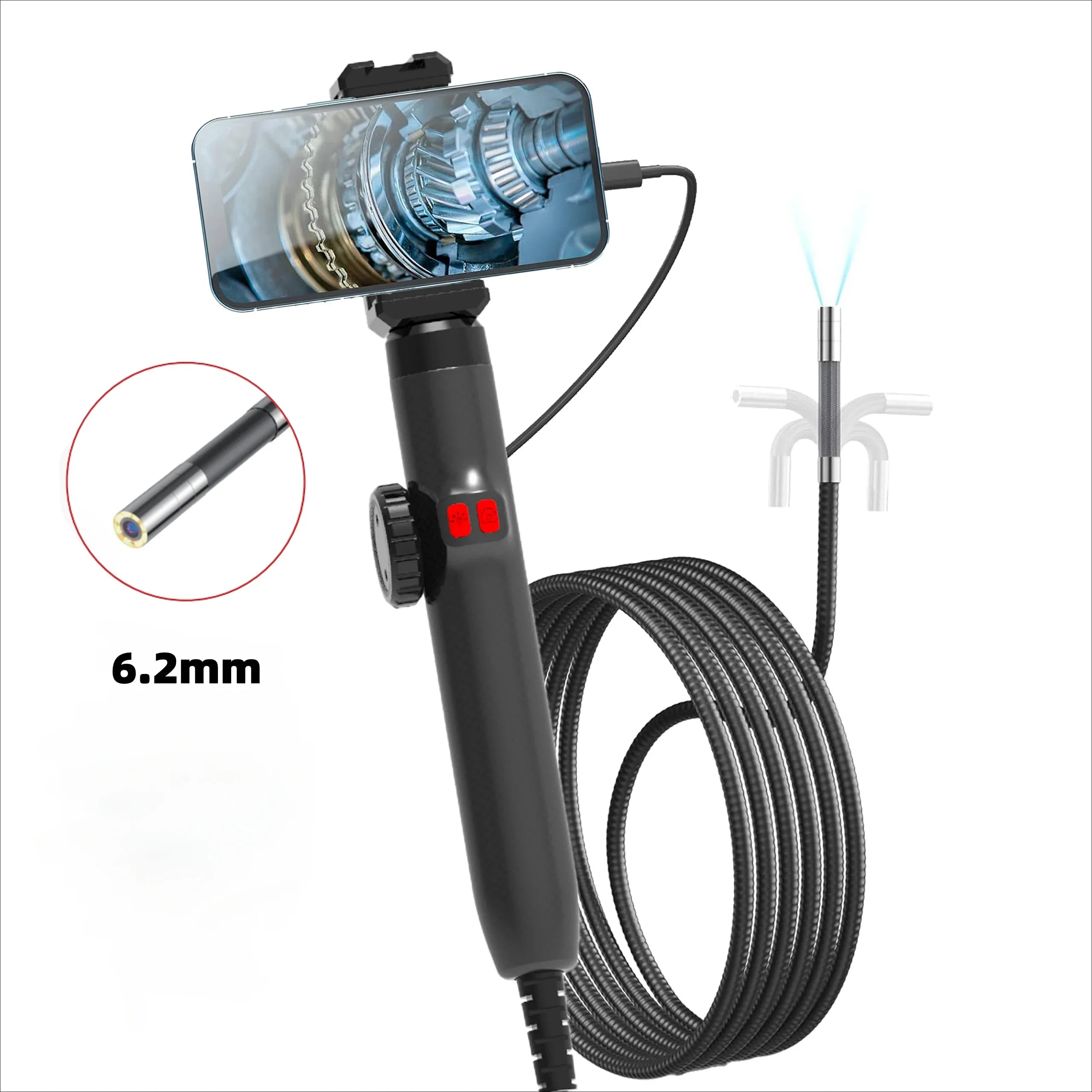 Articulating Endoscope Camera with Light – Phone Compatible