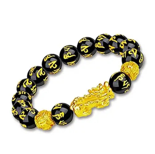 Feng Shui Wealth Pixiu Bracelet Men Women Black Obsidian Beads Chakra Meditation Yoga Bracelet Change Color Pi Xiu Jewelry Gift