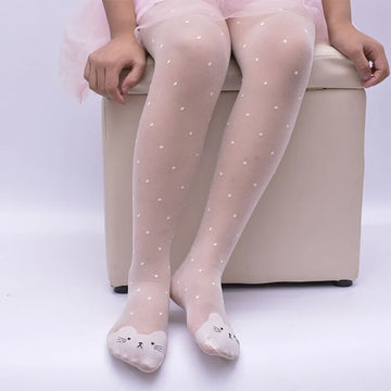 Kids Cat Pattern Tights Sheer Ballet Style