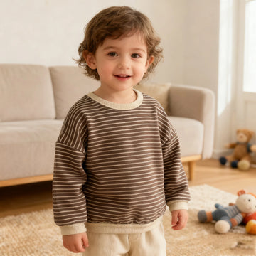 Kids Striped Long Sleeve T-Shirt - Unisex Cotton Top for Boys & Girls (Ages 2-6)
