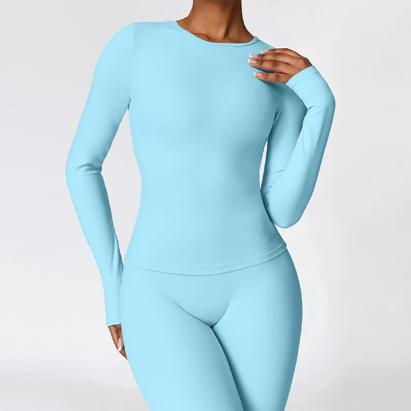 Women's Long Sleeve Athletic Shirt - Quick-Dry Workout Top for Yoga, Gym & Running