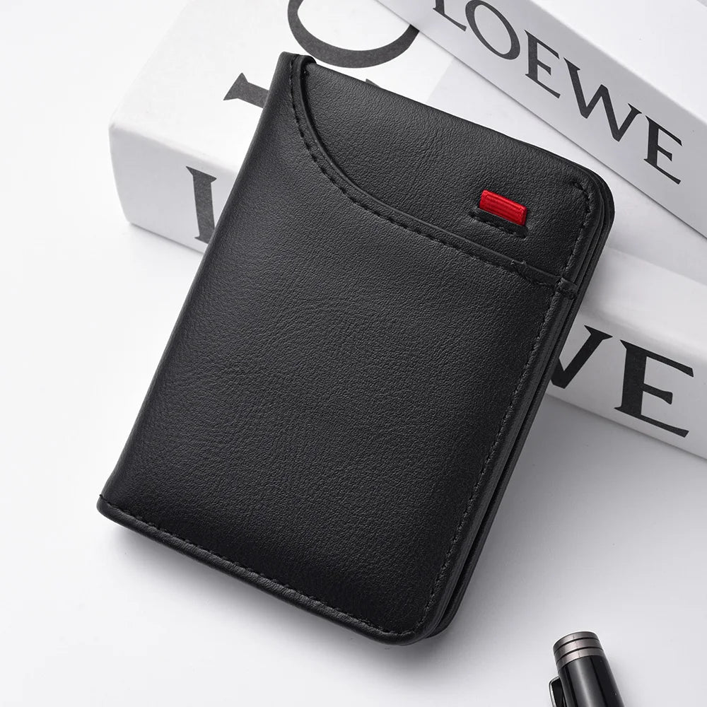 Men's Slim Leather Credit Card Wallet - Ultra-Thin Minimalist Card Holder
