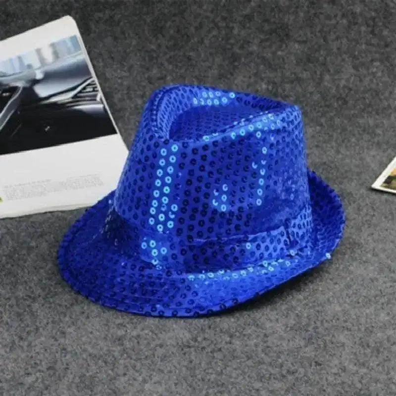 Kids Reflective Top Hat - Glitter Hip-Hop Jazz Dance Performance Hat for Stage & Parties