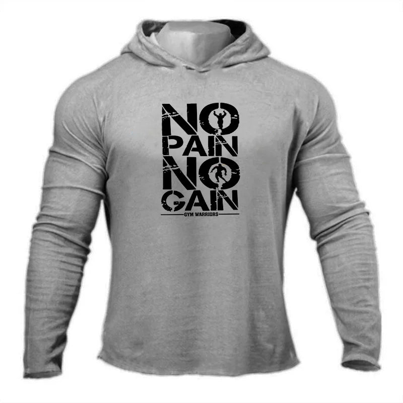 Men's Hooded Fitness Shirt - Long Sleeve Slim Fit Workout Top for Gym & Running