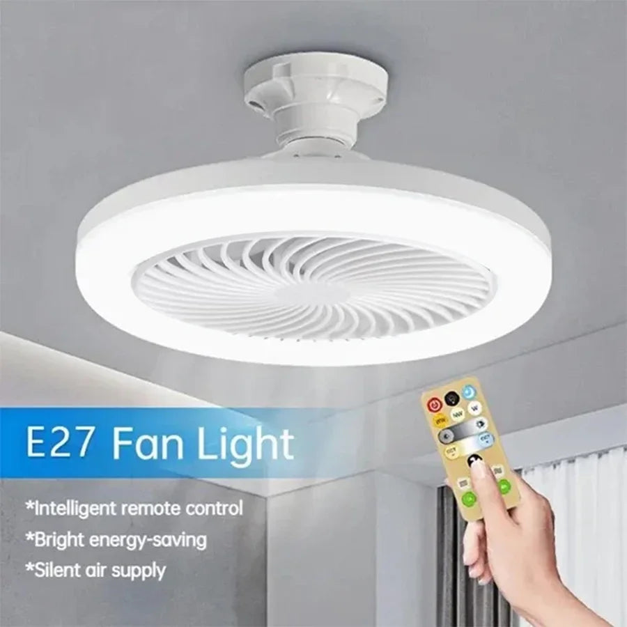 LED Smart 3-in-1 Ceiling Fan Light – Remote Control, 3 Speeds, E27 Socket for Bedroom & Living Room