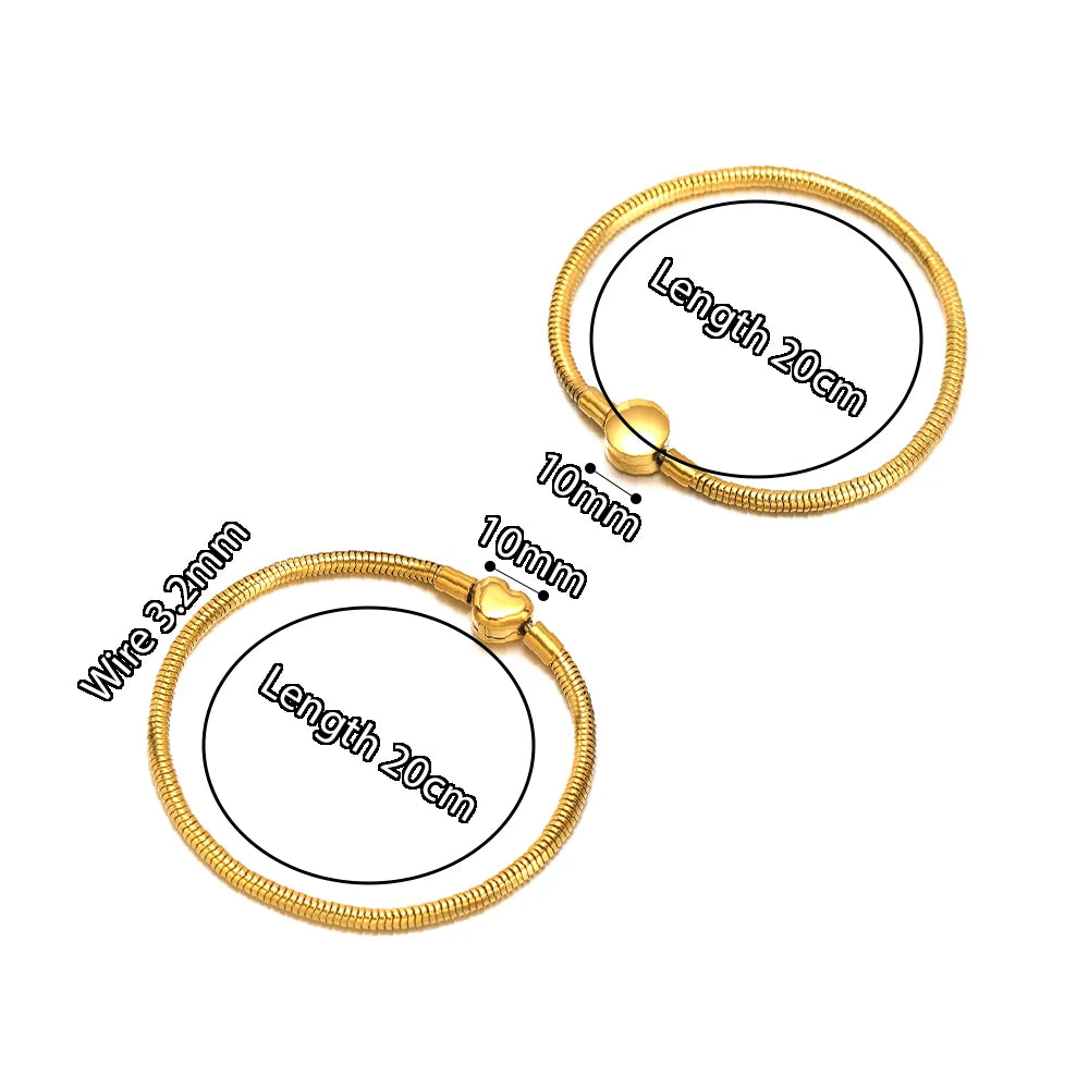 Stainless Steel DIY Bracelet Base with Heart Clasp - 20cm