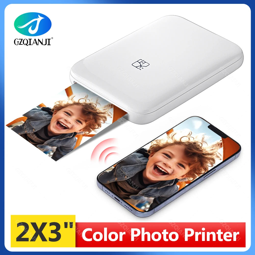 Portable Pocket Photo Printer – Wireless Bluetooth Zink 2x3" Color Printer