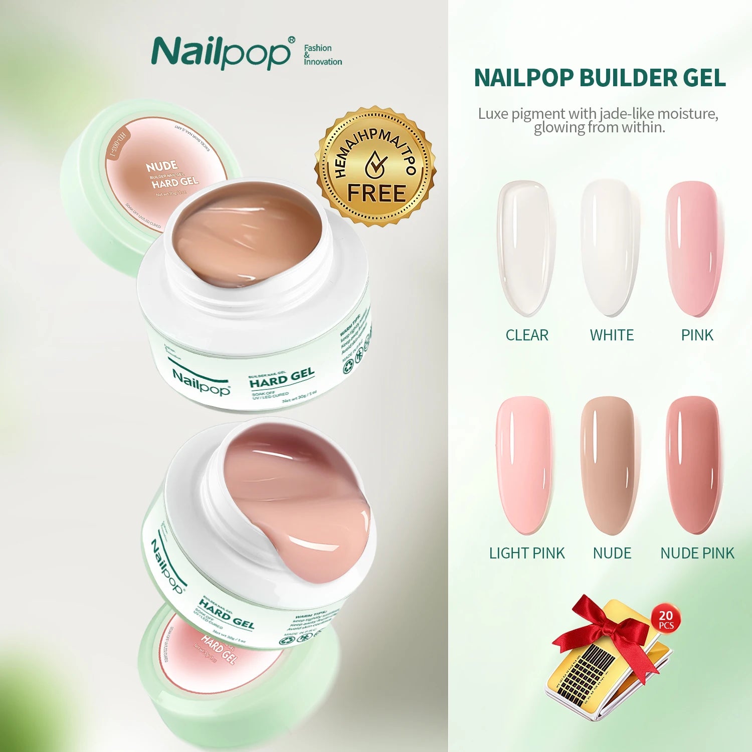 Nailpop HEMA-Free Builder Gel – Milky UV Gel for Nail Extensions & Strengthening