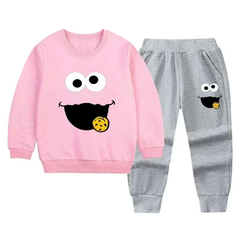 Kids Cartoon Tracksuit Set - 2-Piece Top & Pants for Boys & Girls (Ages 7-13)