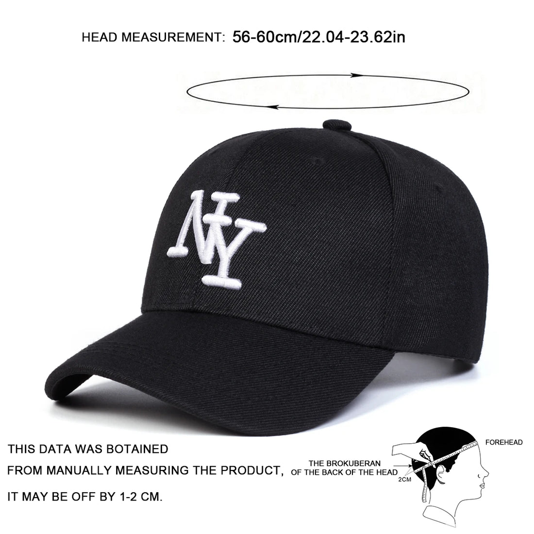 NY Letter Embroidered Baseball Cap - Unisex Adjustable Snapback for Spring & Autumn